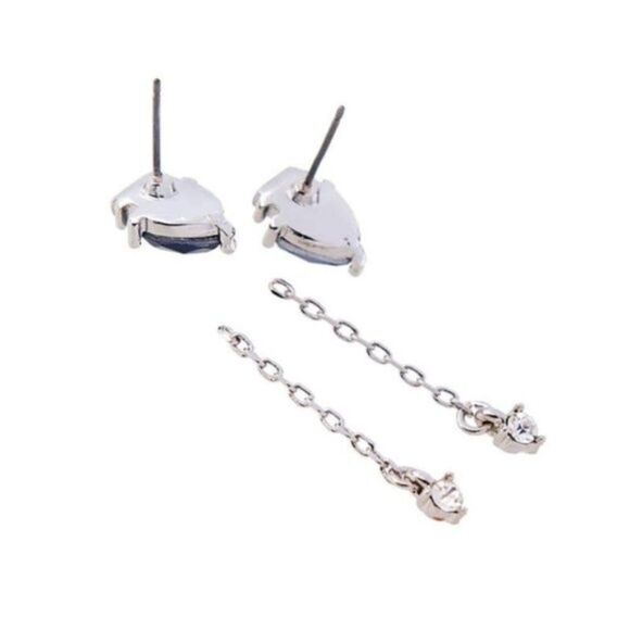 Blue Resin Rhinestone Crystal Vintage Silver Drop Dangle Statement Earrings - Picture 4 of 9